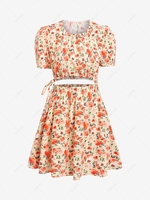 Flower Print Cut Out Mini Dress L