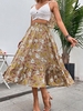 Flower Print Flowy Casual Tiered Skirt L Multi a