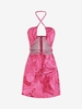 Flower Print Halter Cut Out Mini Dress M Multi b