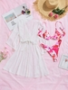 Flower Print Monowire Bikini Swimwear With Cover Up Dress Light pink