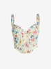 Flower Print Ruched Cup Corset Top L Light yellow