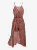 Flower Print Skirted Romper M Red