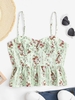 Flower Smocked Peplum Camisole S Light green