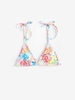 Flower Tie Shoulder Bikini Top M White