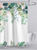 Flowers and Leaves Pattern Waterproof Shower Curtain