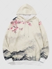 Flowers and Mountain Traditional Chinese Painting Print Hoodie Xl Apricot