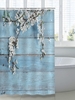 Flowers and Wooden Board Pattern Waterproof Shower Curtain