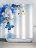 Flowers Butterfly Pattern Waterproof Shower Curtain