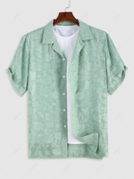 Flowers Embroidery Button-front Shirt Xl Light green