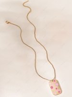 Flowers Letters Tag Pendant Necklace