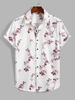 Flowers Print Front Pocket Design Shirt Xl White