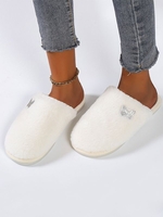 Fluffy Butterfly Applique Closed Toe Slippers