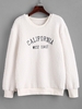 Fluffy CALIFORNIA Embroidered Teddy Sweatshirt Xl White