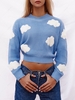 Fluffy Cloud Drop Shoulder Sweater M Blue