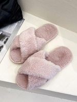Fluffy Criss Cross Slippers