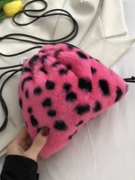 Fluffy Faux Fur Animal Floral Pattern Bucket Bag