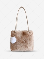 Fluffy Faux Fur Pompom Shoulder Bag