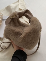 Fluffy Faux Fur Shoulder Tote Hobo Bag
