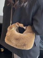 Fluffy Faux Fur Shoulder Tote Hobo Bag