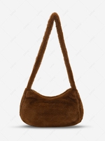 Fluffy Faux Fur Zippered Shoulder Bag