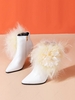 Fluffy Feathers Decor Stiletto Heel Fleece-lined Boots