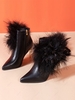 Fluffy Feathers Decor Stiletto Heel Fleece-lined Boots