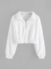 Fluffy Half Zip Cropped Top Xs White