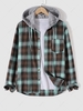 Fluffy Hooded Long Sleeves Plaid Shirt L Multi a