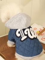Fluffy Letter Patched Quilted Padded Pet Jacket