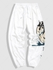 Flying Crane Graphic Oriental Sweatpants 4xl White