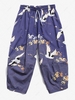 Flying Crane Sea Waves Print Cropped Pants Xs Light slate blue