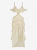 Foil Polka Dot Ruffles Cutout Slit Maxi Dress Xl Light yellow