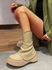 Folded Overlay Design Thick Bottom Boots
