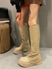 Folded Overlay Design Thick Bottom Calf Boots