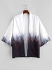Forest Painting Print Open Front Kimono Cardigan L Coffee