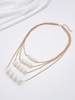 Four Layers Faux Pearls Chain Necklace
