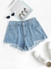 Frayed Denim Distressed Cutoff Shorts L Blue