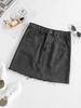 Frayed Denim Mini Skirt M Black