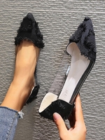 Frayed Detail Pointed Toe Flats