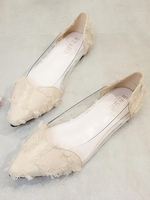 Frayed Detail Pointed Toe Flats