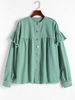 Frayed Drop Shoulder Rived Denim Jacket L Light green