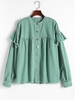 Frayed Drop Shoulder Rived Denim Jacket S Light green