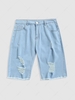 Frayed Hem Ripped Denim Shorts 2xl Light blue
