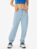 Frayed Light Wash Tapered Jeans L Blue