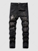 Frayed Paint Splatter Drippy Jeans 38 Black