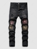 Frayed Splatter Drippy Jeans 38 Black
