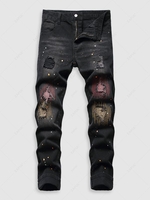 Frayed Splatter Drippy Jeans 38 Black