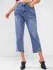 Frayed Trim Baggy Jeans L Deep blue