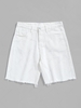 Frayed Zipper Fly Denim Shorts Xl White