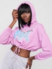 French Terry Angel Graphic Cropped Hoodie Light pink